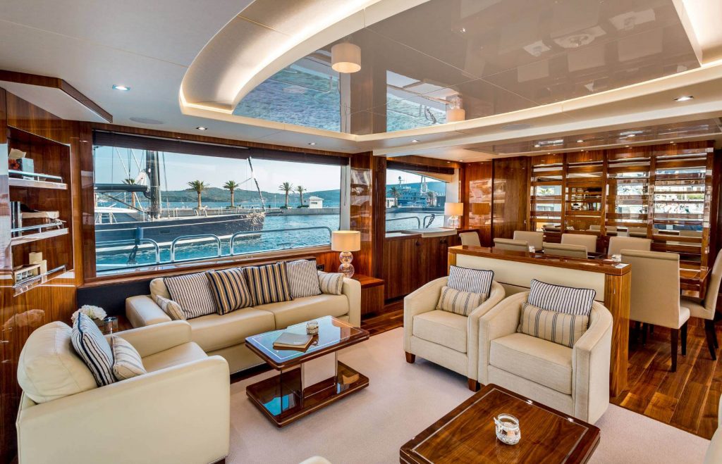 stardust yacht charter main salon view