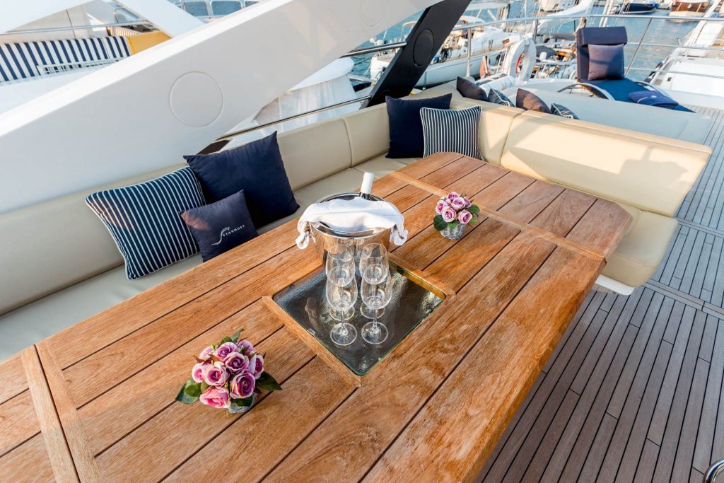 stardust yacht charter upper deck setting