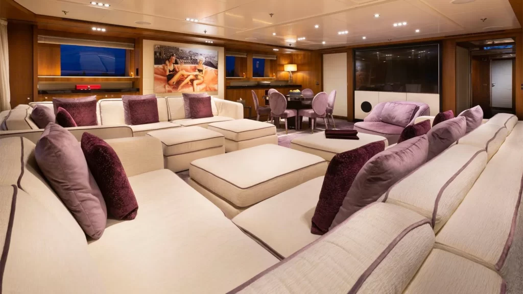 taleya yacht charter sky lounge with cinema screen