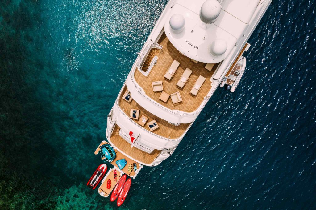 Tirea yacht charter above view of the rear side