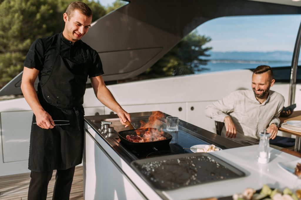 andiamo yacht charter chef preparing food