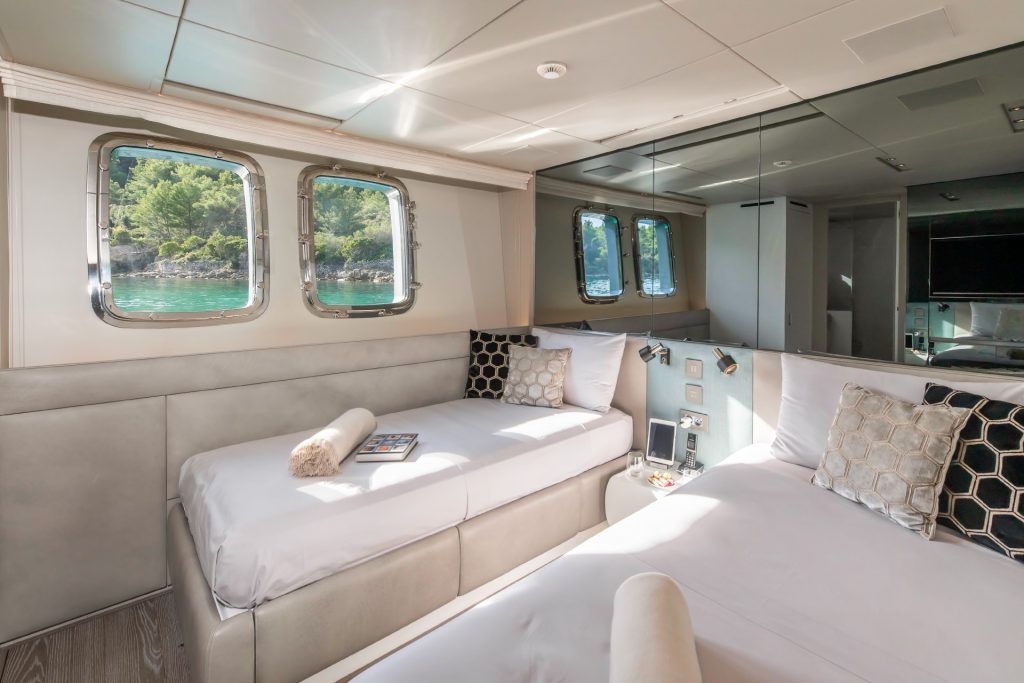 andiamo yacht charter two single beds