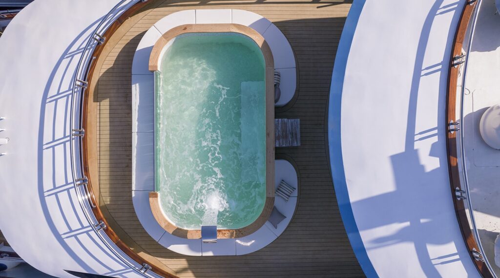 view of the yacht swimming pool from above