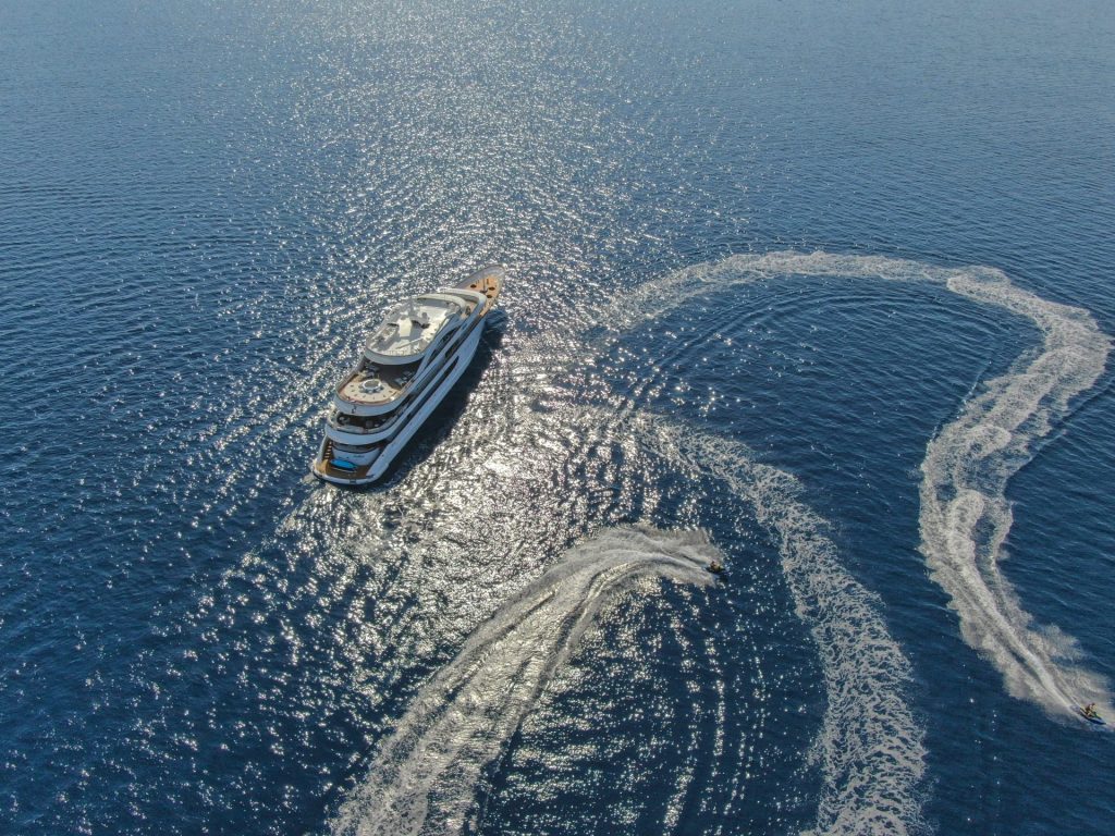 anthea yacht charter jet ski cruising around the yacht