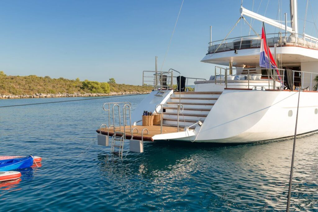 lady gita yacht swimming platform with underwater ladder