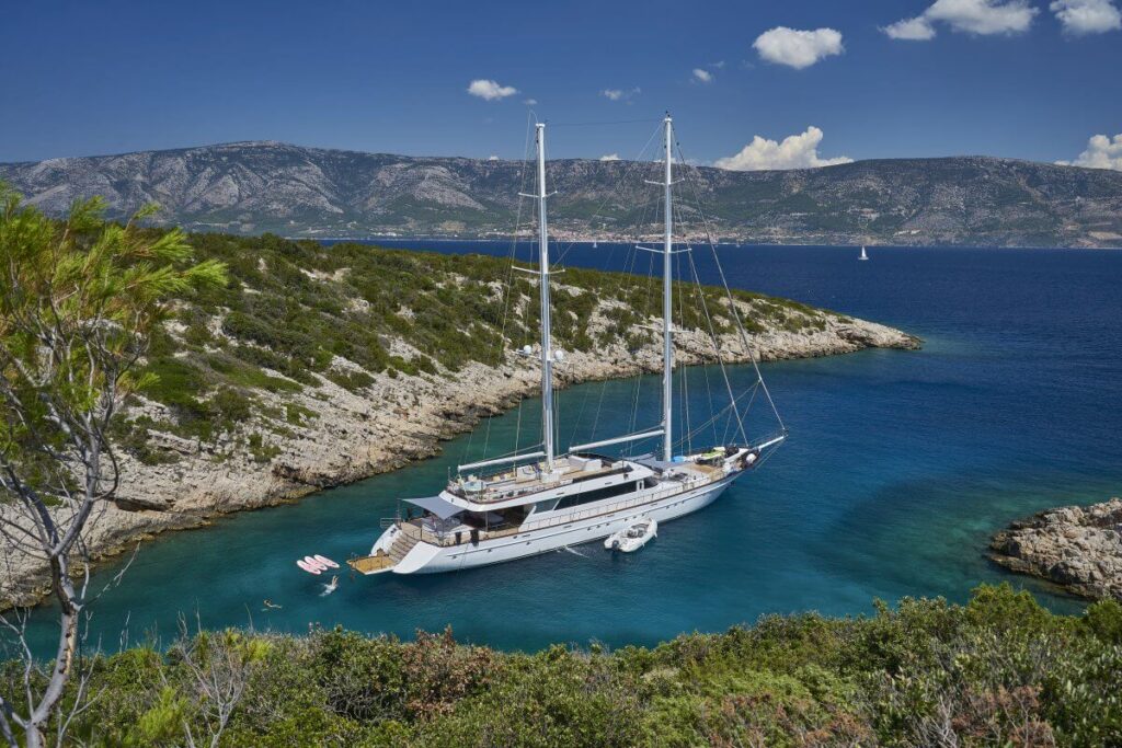 lady gita yacht charter aerial view