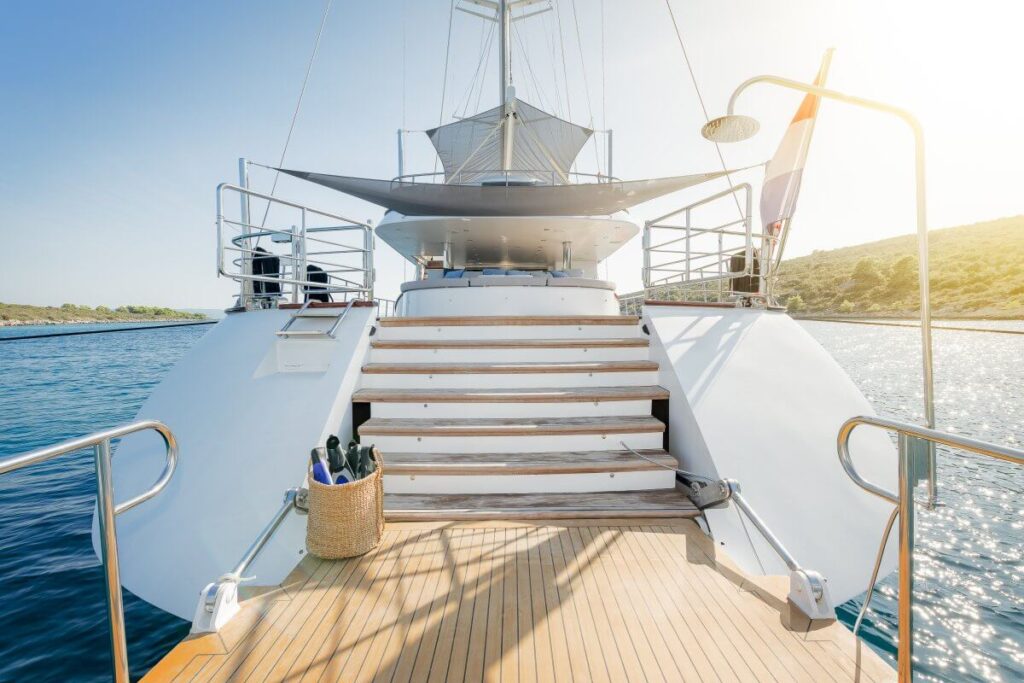 lady gita stairway towards the main deck aft