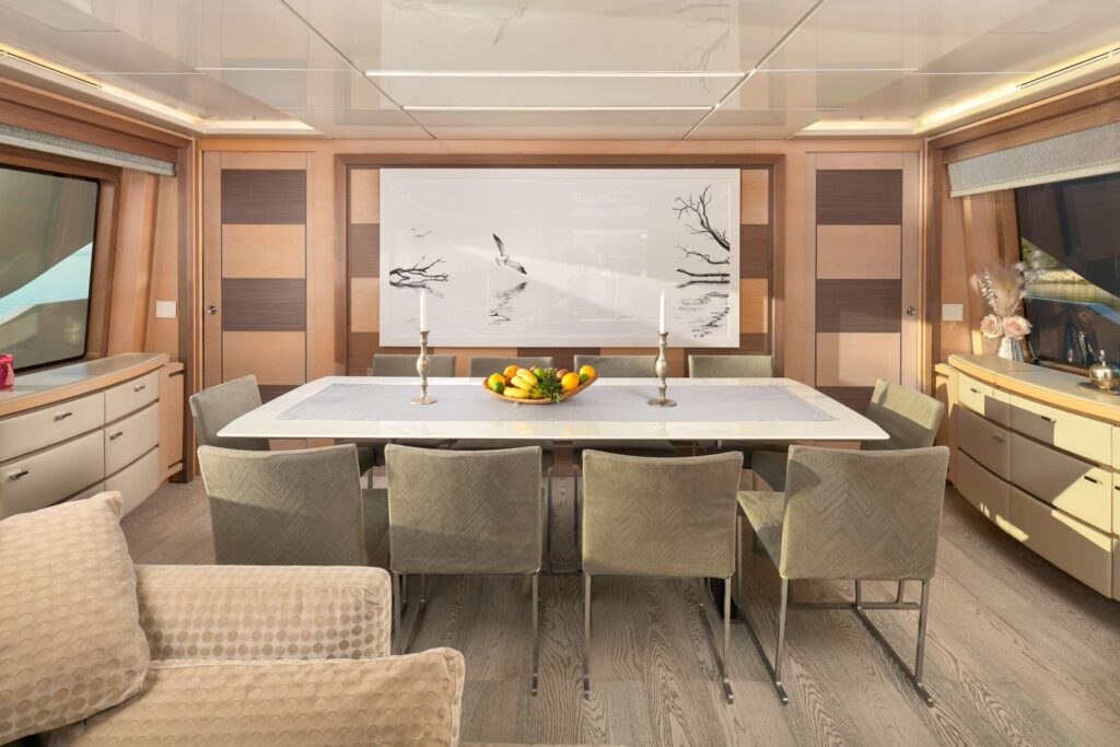 ocean drive yacht charter main dining area