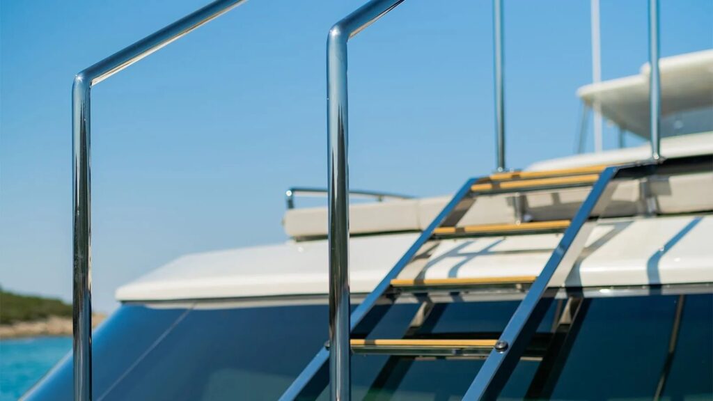 valentina ii yacht charter front deck steps