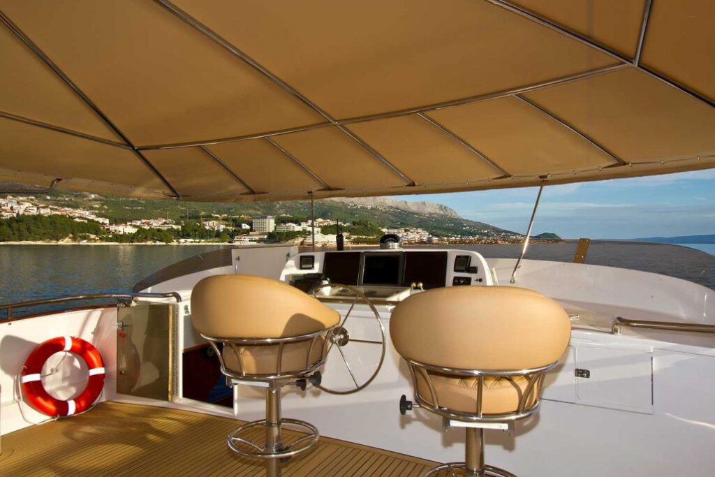 auriane yacht charter upper deck helm