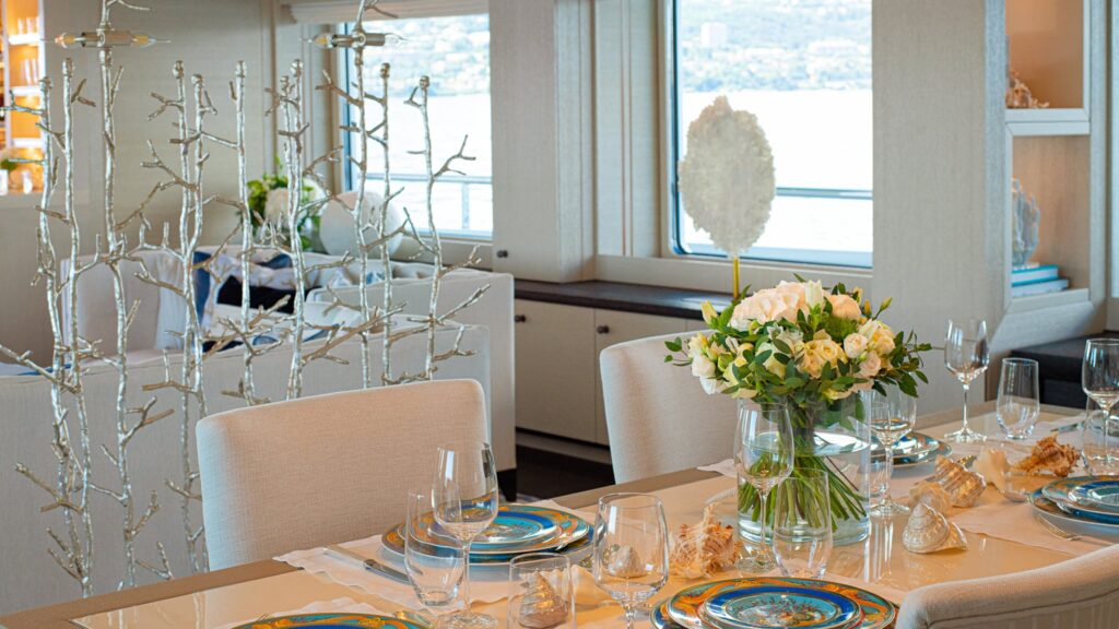 spirit yacht charter dining area