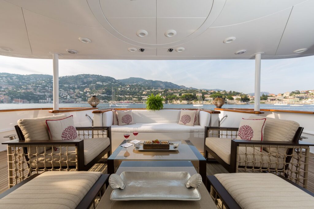 main deck aft area on a yacht bina