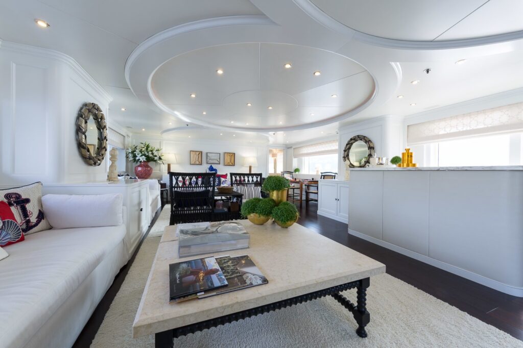 marble table in the yacht salon