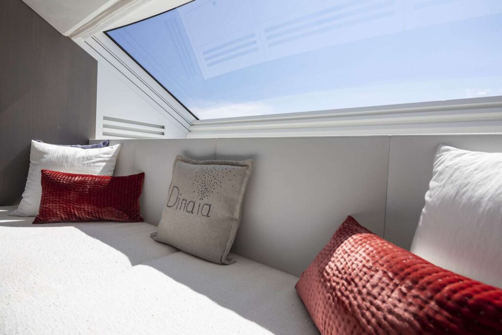 private sofa with cushions in the master suite