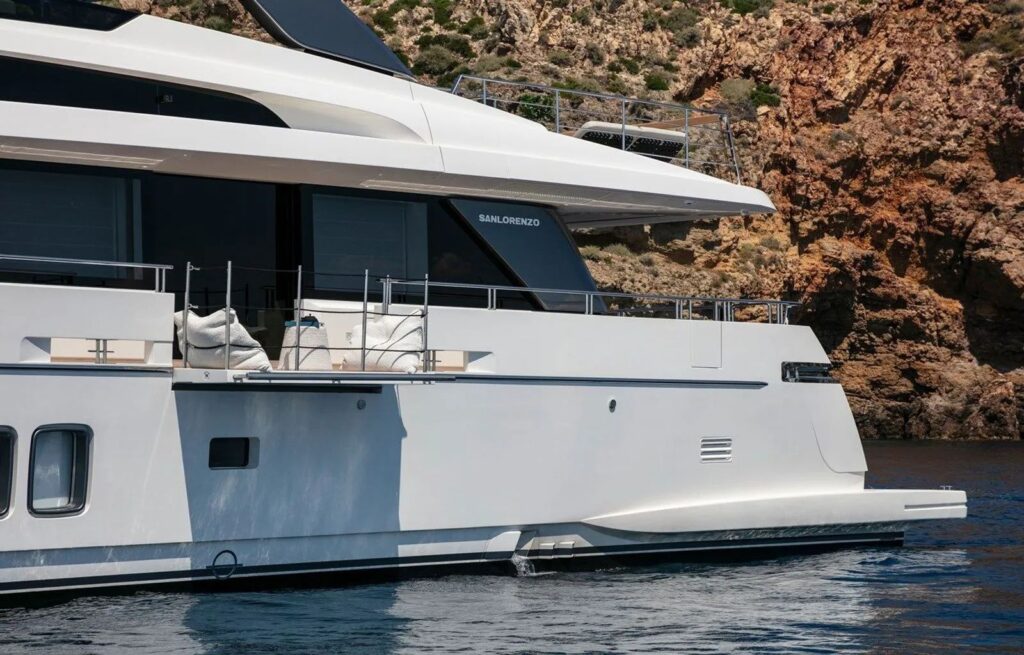 fold out balcony on the port side of the yacht