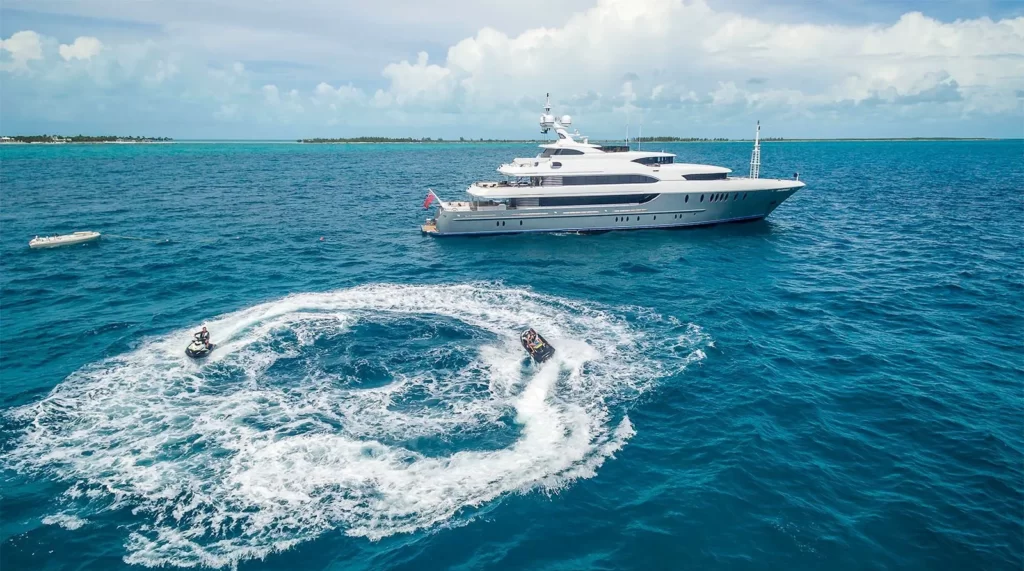 loon yacht charter aerial view