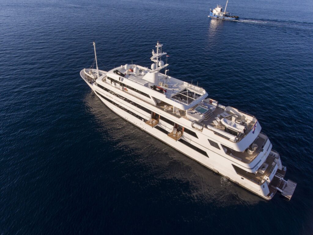 katina yacht charter aerial view