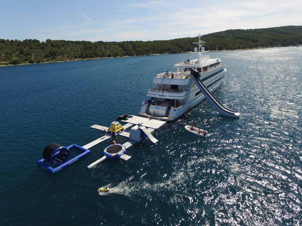 katina yacht charter rear aerial view