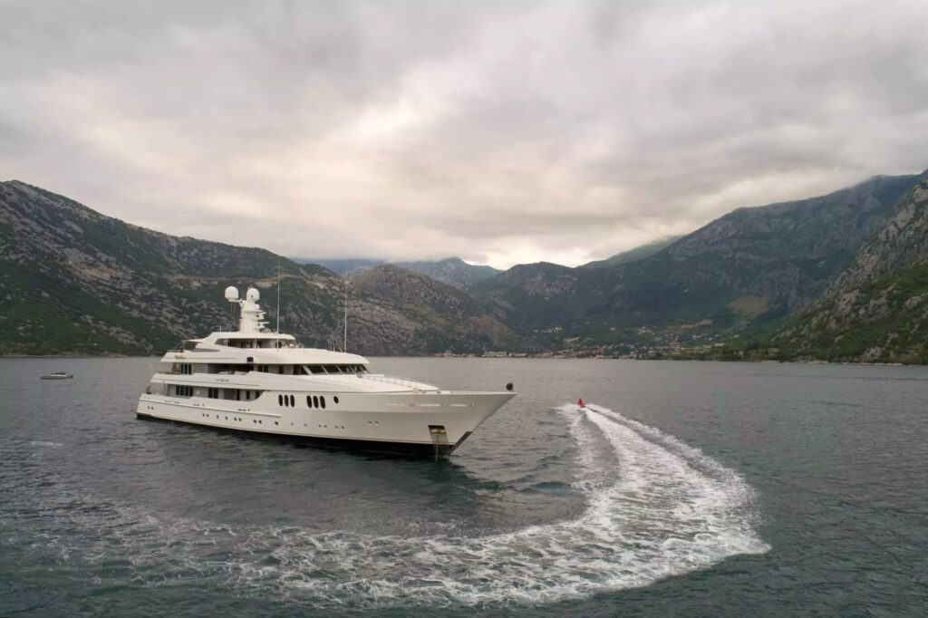 trident yacht charter aerial view