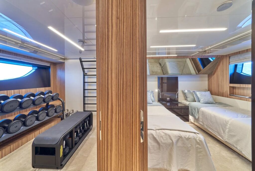 Nikita Yacht Charter gym and twin cabin