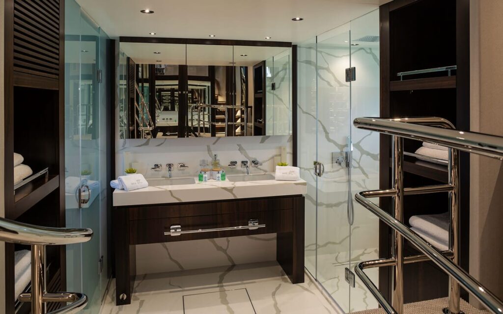 mr k iriston yacht charter double sink in the master en suite